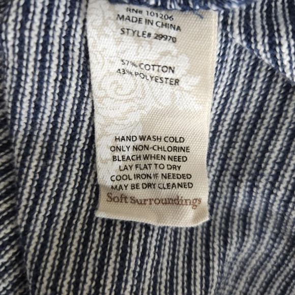 Soft Surroundings Shirt Navy Striped French Key Long Sleeve Cutout Back Top - Picture 6 of 6